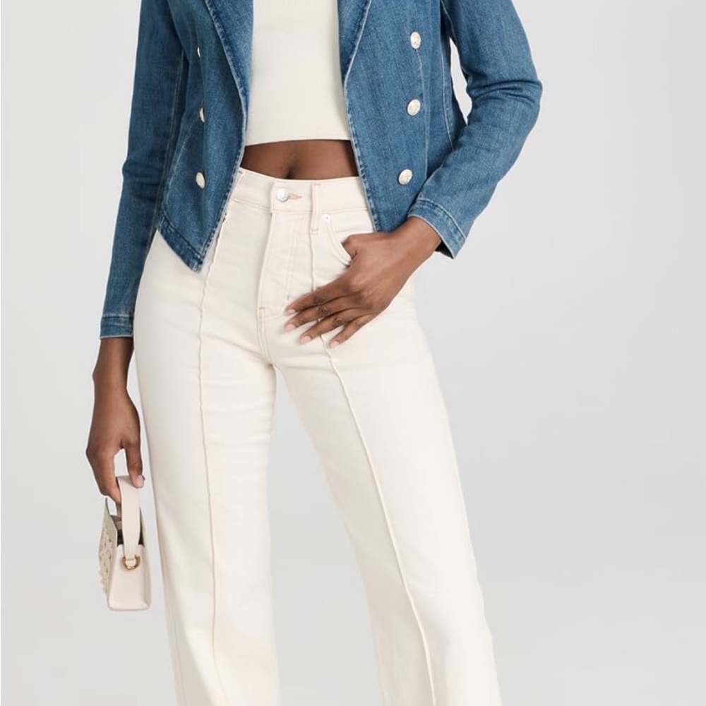 L'AGENCE Double-Breasted Crop Denim Jacket in Size 0 - Picture 2 of 9